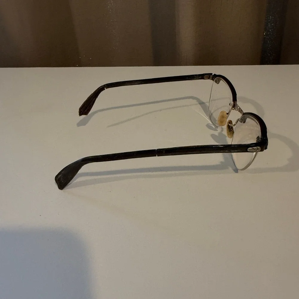 Vintage Eyeglasses Frames Half Rim Gold‎ Filigree Black Horn Rim Glasses